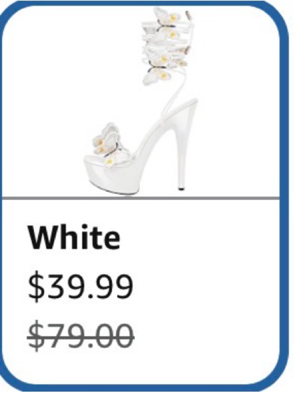 Miss Heel - NEW - White, Brown, & Blue Butterfly Lace-Up Platform Sandal - Picture 5 of 7